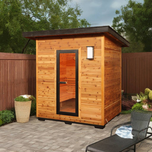 SunRay Denali 4-Person Contemporary Outdoor Sauna w/Metal Roof