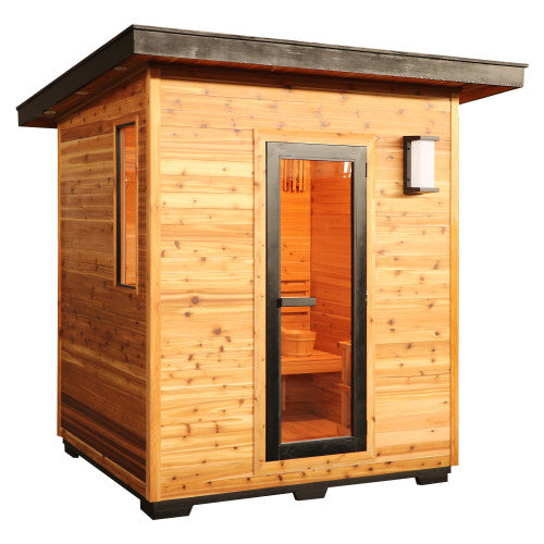 SunRay Denali 4-Person Contemporary Outdoor Sauna w/Metal Roof