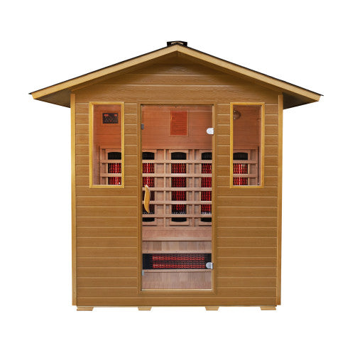 SunRay Cayenne 4-Person Outdoor Infrared Sauna w/Shingled Roof
